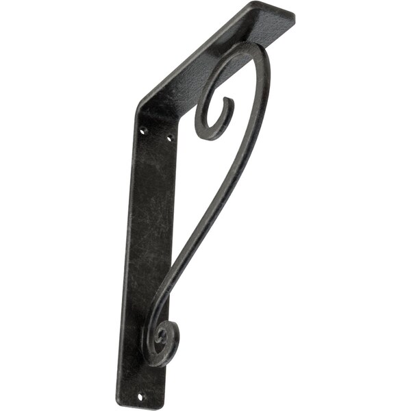 Ekena Millwork Edwards Wrought Iron Bracket, (Single center brace), Antiqued Silver 1 1/2"W x 5 1/2"D x 8"H BKTM01X05X08SEDASV - main